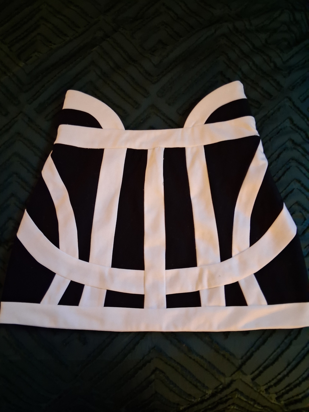 AKIRA Black and White Geometric Paneled Mini Skirt